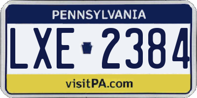 PA license plate LXE2384