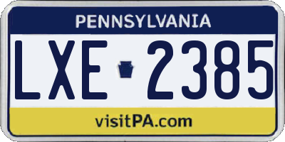 PA license plate LXE2385