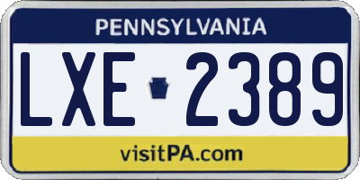 PA license plate LXE2389