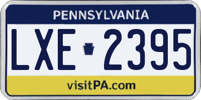 PA license plate LXE2395