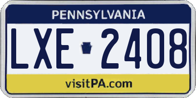 PA license plate LXE2408