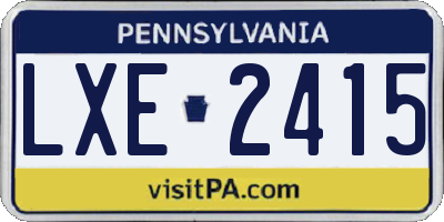 PA license plate LXE2415