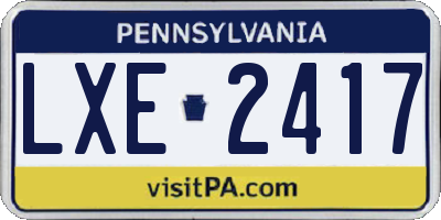 PA license plate LXE2417