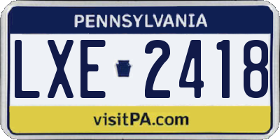 PA license plate LXE2418