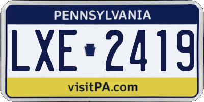 PA license plate LXE2419