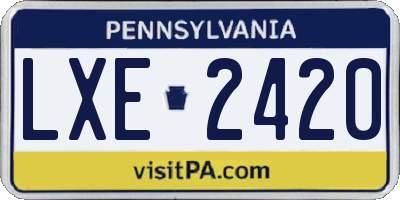 PA license plate LXE2420