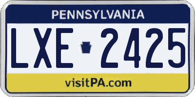 PA license plate LXE2425