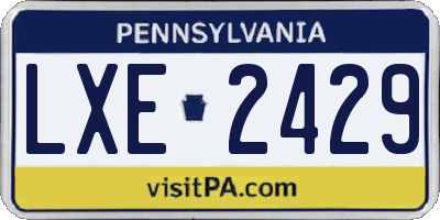 PA license plate LXE2429