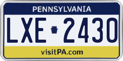 PA license plate LXE2430