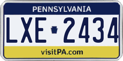 PA license plate LXE2434