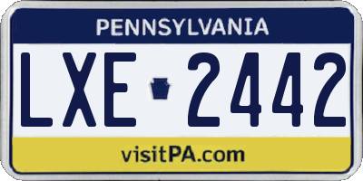 PA license plate LXE2442