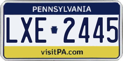 PA license plate LXE2445