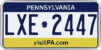 PA license plate LXE2447
