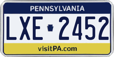 PA license plate LXE2452