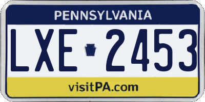 PA license plate LXE2453