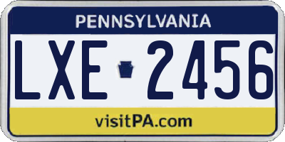 PA license plate LXE2456