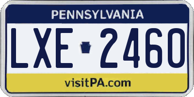 PA license plate LXE2460