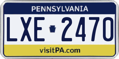 PA license plate LXE2470