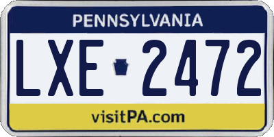 PA license plate LXE2472