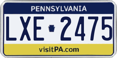 PA license plate LXE2475