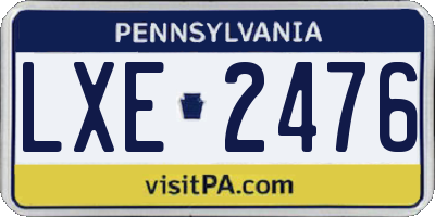 PA license plate LXE2476