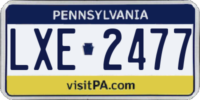 PA license plate LXE2477