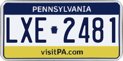 PA license plate LXE2481