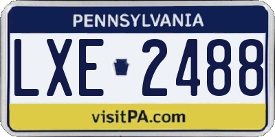 PA license plate LXE2488