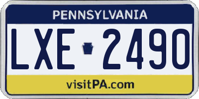 PA license plate LXE2490