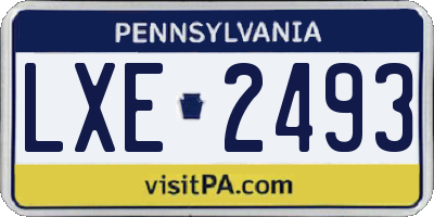 PA license plate LXE2493