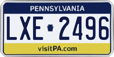 PA license plate LXE2496