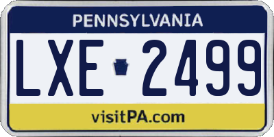 PA license plate LXE2499