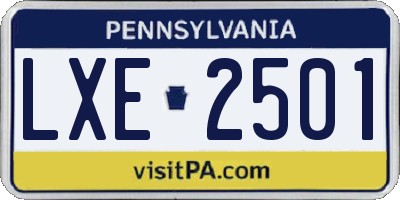 PA license plate LXE2501