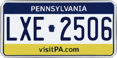 PA license plate LXE2506