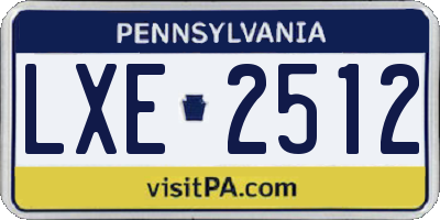 PA license plate LXE2512