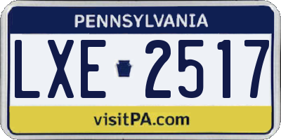PA license plate LXE2517