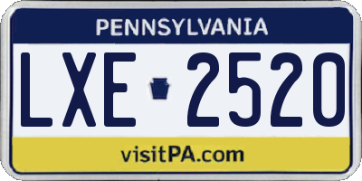 PA license plate LXE2520