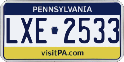 PA license plate LXE2533