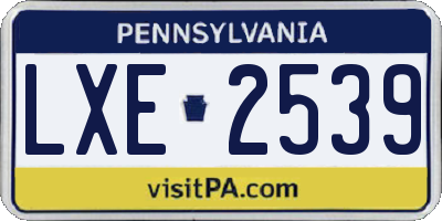 PA license plate LXE2539