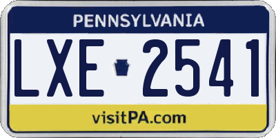 PA license plate LXE2541