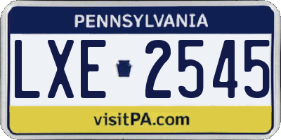 PA license plate LXE2545