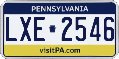 PA license plate LXE2546