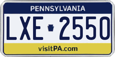 PA license plate LXE2550