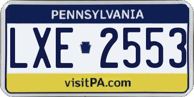 PA license plate LXE2553