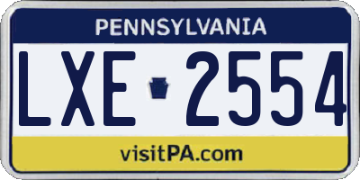 PA license plate LXE2554