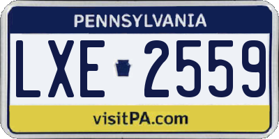 PA license plate LXE2559