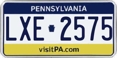 PA license plate LXE2575