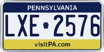 PA license plate LXE2576