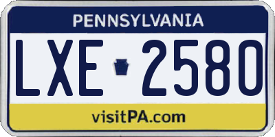 PA license plate LXE2580
