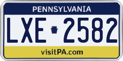 PA license plate LXE2582